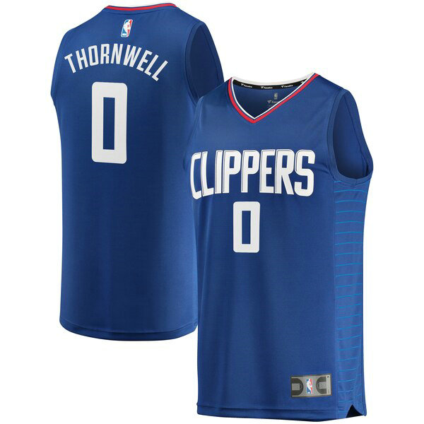 Camiseta Sindarius Thornwell 0 Los Angeles Clippers Icon Edition Azul Hombre